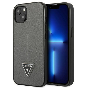 Оригинален гръб GUESS Saffiano Triangle Logo GUHCP14SPSATLG - iPhone 14 сребрист - Img 1