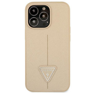 Оригинален гръб GUESS Saffiano Triangle Logo GUHCP14XPSATLE - iPhone 14 Pro Max бежов - Img 3