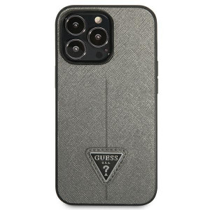 Оригинален гръб GUESS Saffiano Triangle Logo GUHCP14XPSATLG - iPhone 14 Pro Max сребрист - Img 3