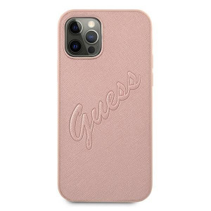 Оригинален гръб GUESS Saffiano Vintage Script GUHCP12LRSAVSRG - iPhone 12 Pro Max розов - Img 3