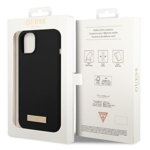 Оригинален гръб GUESS Silicone Logo Plate 4G Logo Plate GUHMP14MSBPLK MagSafe - iPhone 14 Plus черен - Img 8