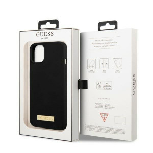 Оригинален гръб GUESS Silicone Logo Plate MagSafe GUHMP13MSPLK - iPhone 13 черен - Img 8