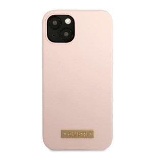 Оригинален гръб GUESS Silicone Logo Plate MagSafe GUHMP13SSBPLP - iPhone 13 mini розов - Img 3