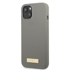 Оригинален гръб GUESS Silicone Logo Plate MagSafe GUHMP13SSPLG - iPhone 13 mini сив - Img 2