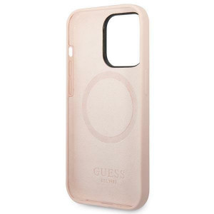 Оригинален гръб GUESS Silicone Logo Plate MagSafe GUHMP14XSBPLP - iPhone 14 Pro Max розов - Img 7