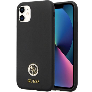 Оригинален гръб GUESS Silicone Logo Strass 4G GUHCN614DGPK Case - iPhone 11 черен - Img 1