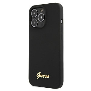 Оригинален гръб GUESS Silicone Script Gold Logo GUHMP13LLSLMGBK - iPhone 13 Pro черен - Img 2