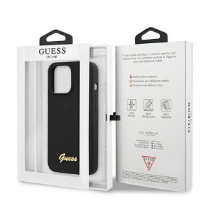 Оригинален гръб GUESS Silicone Script Gold Logo GUHMP13LLSLMGBK - iPhone 13 Pro черен - Img 8