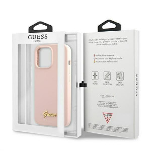 Оригинален гръб GUESS Silicone Script Gold Logo GUHMP13LLSLMGLP MagSafe - iPhone 13 Pro светлорозов - Img 8
