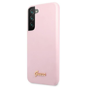 Оригинален гръб GUESS Silicone Script Metal Logo GUHCS22MLSLMGLA - Samsung Galaxy S22+ лавандула - Img 2