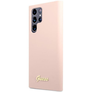 Оригинален гръб GUESS Silicone Script Metal Logo GUHCS23LLSLMGPP - Samsung Galaxy S23 Ultra розов - Img 2