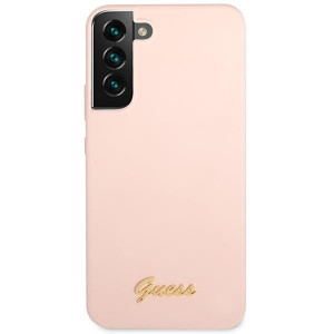 Оригинален гръб GUESS Silicone Script Metal Logo GUHCS23MLSLMGPP - Samsung Galaxy S23+ розов - Img 3