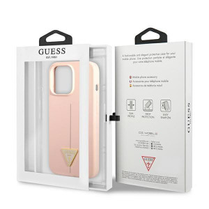 Оригинален гръб GUESS Silicone Triangle Logo GUHCP13LSLTGP - iPhone 13 Pro розов - Img 8