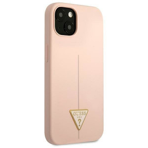 Оригинален гръб GUESS Silicone Triangle Logo GUHCP13MSLTGP - iPhone 13 розов - Img 4