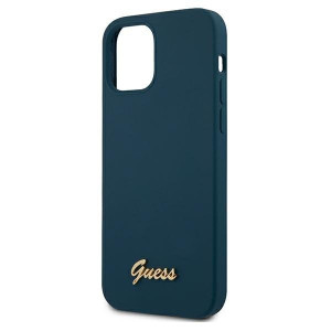 Оригинален гръб GUESS Silicone Vintage Gold Logo GUHCP12LLSLMGBL - iPhone 12 Pro Max син - Img 6