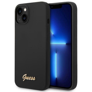 Оригинален гръб GUESS Silicone Vintage Gold Logo GUHCP14MSLSMK - iPhone 14 Plus черен - Img 1