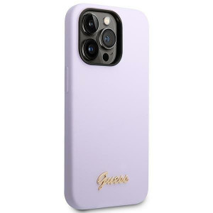 Оригинален гръб GUESS Silicone Vintage Gold Logo GUHCP14XSLSMU - iPhone 14 Pro Max лилав - Img 4