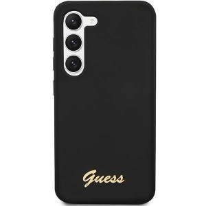 Оригинален гръб GUESS Silicone Vintage Gold Logo GUHCS23SSLSMK - Samsung Galaxy S23 черен - Img 3