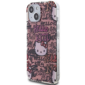 Оригинален гръб Hello Kitty IML Tags Graffiti - iPhone 15 розов - Img 2