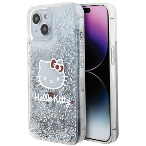 Оригинален гръб Hello Kitty Liquid Glitter Charms Kitty Head - iPhone 15 сребрист - Img 1