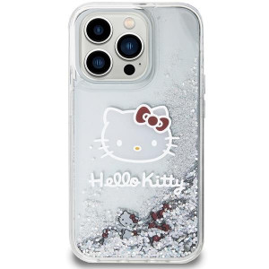 Оригинален гръб Hello Kitty Liquid Glitter Charms Kitty Head - iPhone 15 Pro сребрист - Img 3