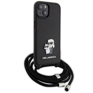 Оригинален гръб KARL LAGERFELD Crossbody Saffiano Metal Pin Karl & Choupette - iPhone 15 Plus черен - Img 3