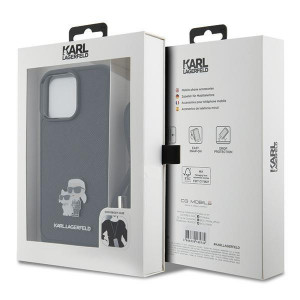 Оригинален гръб KARL LAGERFELD Crossbody Saffiano Metal Pin Karl & Choupette - iPhone 15 Pro Max черен - Img 7
