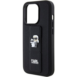 Оригинален гръб KARL LAGERFELD Gripstand Saffiano Karl & Choupette Pins - iPhone 15 Pro Max черен - Img 7