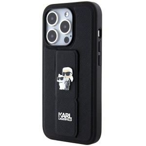 Оригинален гръб KARL LAGERFELD Gripstand Saffiano Karl & Choupette Pins - iPhone 13 Pro черен - Img 2
