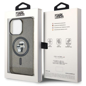 Оригинален гръб KARL LAGERFELD Karl & Choupette Glitter MagSafe - iPhone 15 Pro Max черен - Img 8