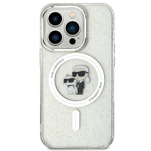 Оригинален гръб KARL LAGERFELD Karl & Choupette Glitter MagSafe - iPhone 15 Pro прозрачен - Img 3