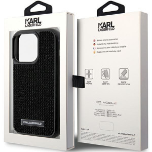 Оригинален гръб KARL LAGERFELD Rhinestone Logo Metal Plate - iPhone 15 Pro черен - Img 8
