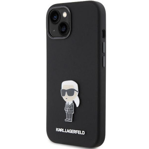 Оригинален гръб KARL LAGERFELD Silicone Ikonik Metal Pin - iPhone 15 черен - Img 2