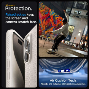 Оригинален гръб SPIGEN Liquid Air - iPhone 15 Pro natural titanium - Img 5
