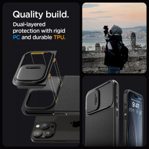 Оригинален гръб SPIGEN Optik Armor MagSafe - iPhone 15 Pro черен - Img 15