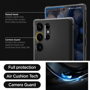 Оригинален гръб SPIGEN Rugged Armor - Samsung Galaxy S23 Ultra черен мат - Img 14