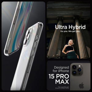 Оригинален гръб SPIGEN Ultra Hybrid - iPhone 15 Pro Max Frost Clear - Img 9