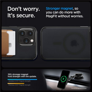 Оригинален гръб SPIGEN Ultra Hybrid MagSafe - iPhone 15 Pro Max Frost Black - Img 16