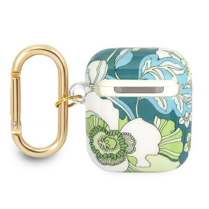 Оригинален калъф за слушалки GUESS Flower Strap GUA2HHFLN - AirPods 1 / 2 зелен - Img 2