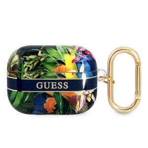 Оригинален калъф за слушалки GUESS Flower Strap GUAPHHFLB - AirPods Pro син - Img 1