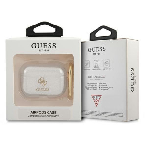 Оригинален калъф за слушалки GUESS Glitter GUAPUCG4GT - AirPods Pro прозрачен - Img 3