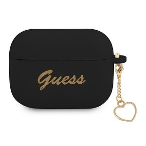 Оригинален калъф за слушалки GUESS Silicone Charm GUAPLSCHSK - AirPods Pro черен - Img 1