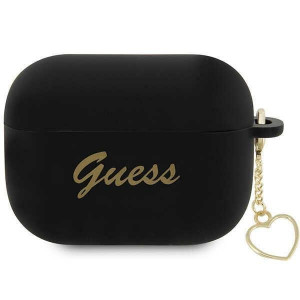Оригинален калъф за слушалки GUESS Silicone Charm Heart GUAP2LSCHSK - AirPods Pro 2 черен - Img 1