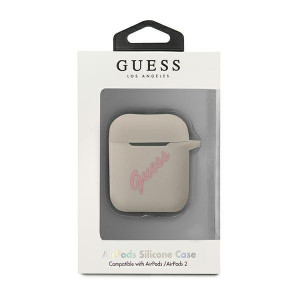 Оригинален калъф за слушалки GUESS Silicone Vintage GUACA2LSVSGP AirPods сив / розов - Img 3