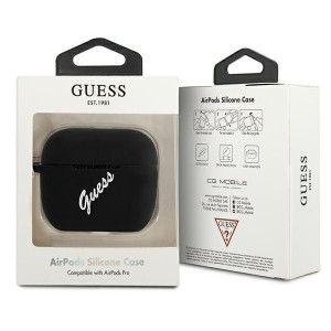 Оригинален калъф за слушалки GUESS Silicone Vintage GUACAPLSVSBW AirPods Pro черен / бял - Img 3