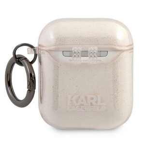 Оригинален калъф за слушалки Karl LAGERFELD Glitter Karl's Head KLA2UKHGD – AirPods1 / 2 златист - Img 2