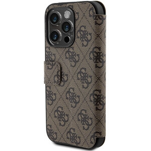 Оригинален калъф тип книга GUESS 4G Metal Logo - iPhone 15 Pro кафяв - Img 6