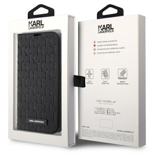 Оригинален калъф тип книга KARL LAGERFELD Saffiano Monogram KLBKP14LSAKLHPK - iPhone 14 Pro черен - Img 7