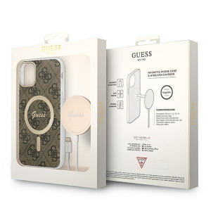 Оригинален комплект GUESS 4G Print (гръб + зарядно) MagSafe GUBPN61H4EACSW - iPhone 11 кафяв - Img 10
