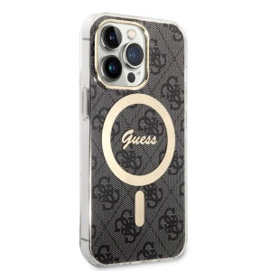 Оригинален комплект GUESS 4G Print (гръб + зарядно) MagSafe GUBPP13LH4EACSK - iPhone 13 Pro черен - Img 4
